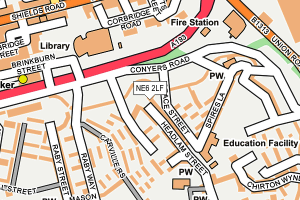 NE6 2LF map - OS OpenMap – Local (Ordnance Survey)