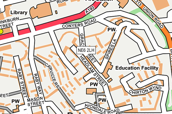 NE6 2LH map - OS OpenMap – Local (Ordnance Survey)