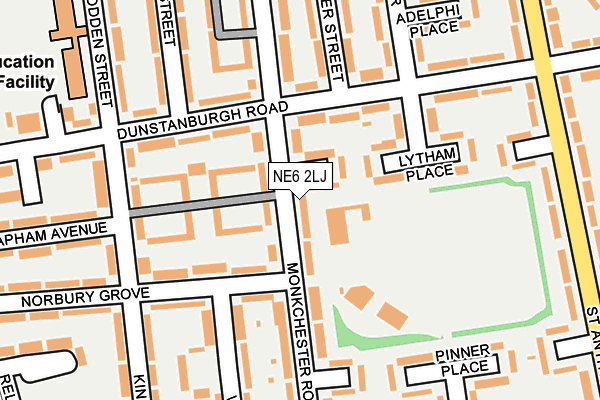 NE6 2LJ map - OS OpenMap – Local (Ordnance Survey)