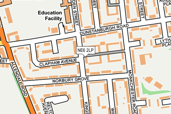 NE6 2LP map - OS OpenMap – Local (Ordnance Survey)