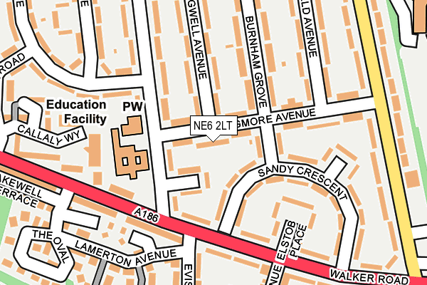 NE6 2LT map - OS OpenMap – Local (Ordnance Survey)