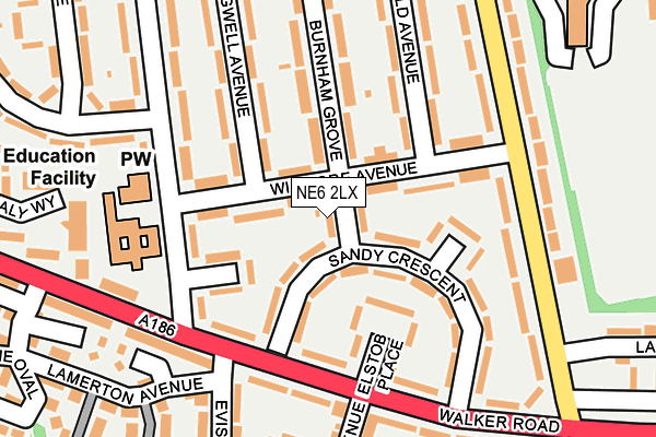 NE6 2LX map - OS OpenMap – Local (Ordnance Survey)
