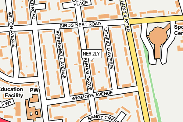 NE6 2LY map - OS OpenMap – Local (Ordnance Survey)