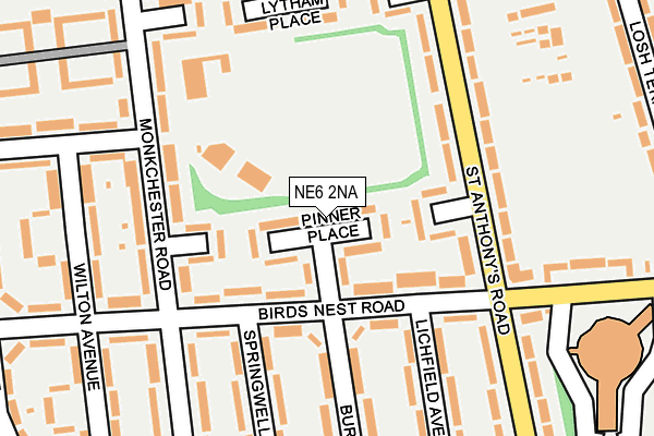 NE6 2NA map - OS OpenMap – Local (Ordnance Survey)