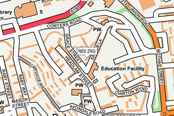 NE6 2NG map - OS OpenMap – Local (Ordnance Survey)