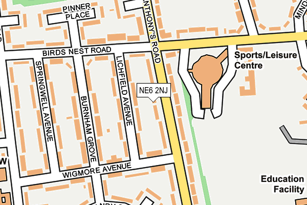 NE6 2NJ map - OS OpenMap – Local (Ordnance Survey)