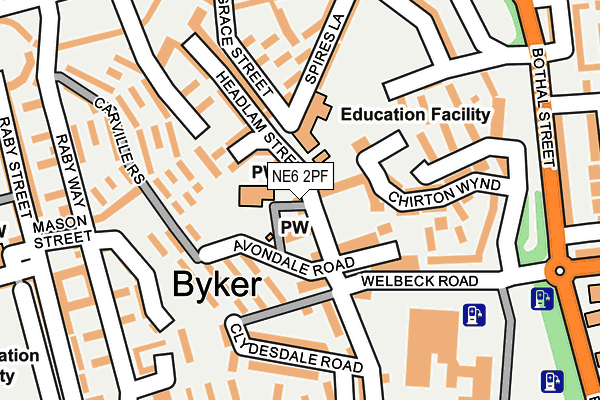 NE6 2PF map - OS OpenMap – Local (Ordnance Survey)