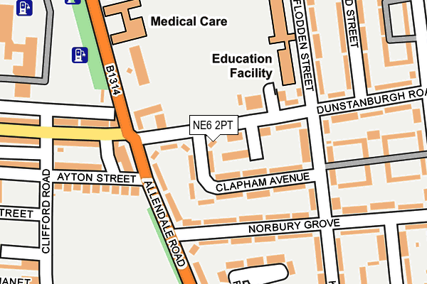 NE6 2PT map - OS OpenMap – Local (Ordnance Survey)