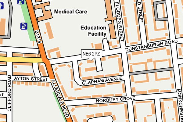 NE6 2PZ map - OS OpenMap – Local (Ordnance Survey)
