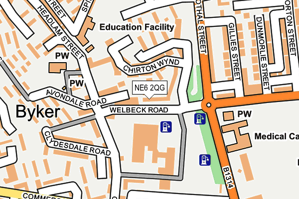 NE6 2QG map - OS OpenMap – Local (Ordnance Survey)