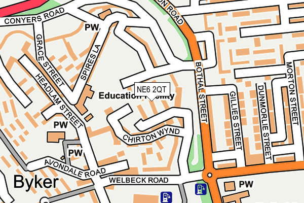 NE6 2QT map - OS OpenMap – Local (Ordnance Survey)