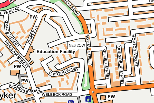 NE6 2QW map - OS OpenMap – Local (Ordnance Survey)