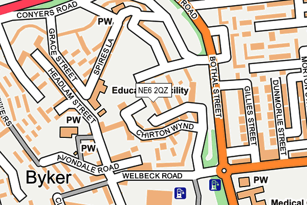 NE6 2QZ map - OS OpenMap – Local (Ordnance Survey)