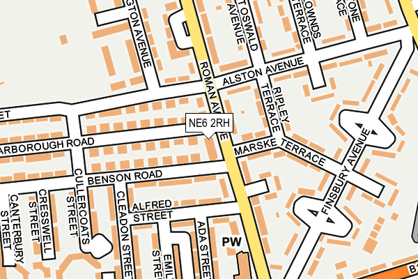 NE6 2RH map - OS OpenMap – Local (Ordnance Survey)
