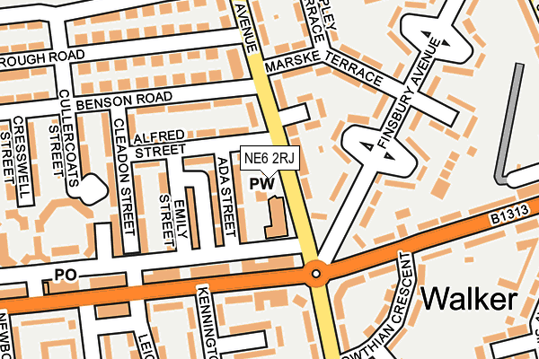 NE6 2RJ map - OS OpenMap – Local (Ordnance Survey)