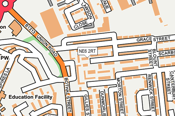 NE6 2RT map - OS OpenMap – Local (Ordnance Survey)