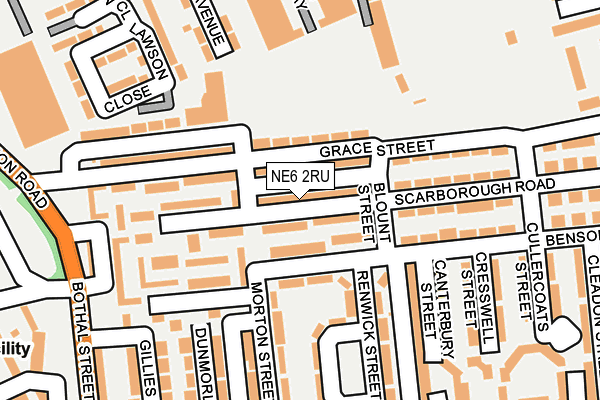NE6 2RU map - OS OpenMap – Local (Ordnance Survey)