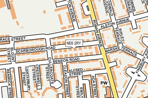 NE6 2RY map - OS OpenMap – Local (Ordnance Survey)