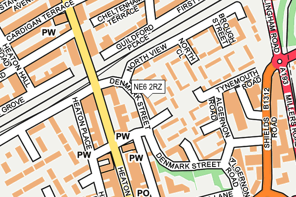 NE6 2RZ map - OS OpenMap – Local (Ordnance Survey)