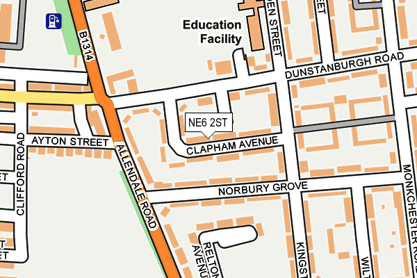 NE6 2ST map - OS OpenMap – Local (Ordnance Survey)