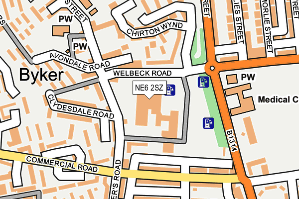 NE6 2SZ map - OS OpenMap – Local (Ordnance Survey)