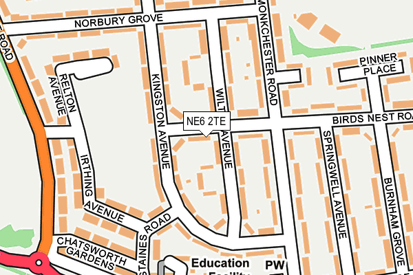 NE6 2TE map - OS OpenMap – Local (Ordnance Survey)