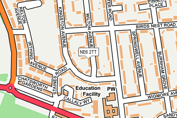 NE6 2TT map - OS OpenMap – Local (Ordnance Survey)