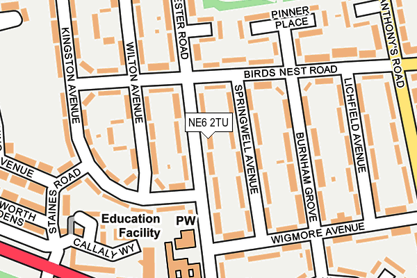 NE6 2TU map - OS OpenMap – Local (Ordnance Survey)