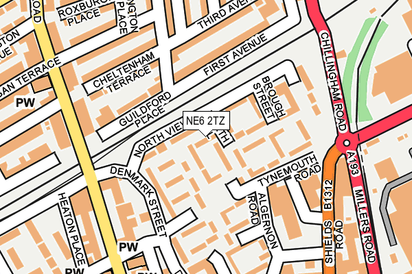 NE6 2TZ map - OS OpenMap – Local (Ordnance Survey)