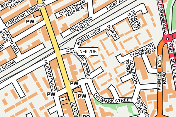 NE6 2UB map - OS OpenMap – Local (Ordnance Survey)