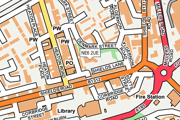 NE6 2UE map - OS OpenMap – Local (Ordnance Survey)