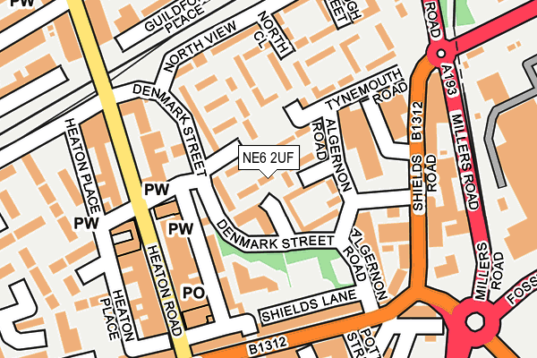 NE6 2UF map - OS OpenMap – Local (Ordnance Survey)