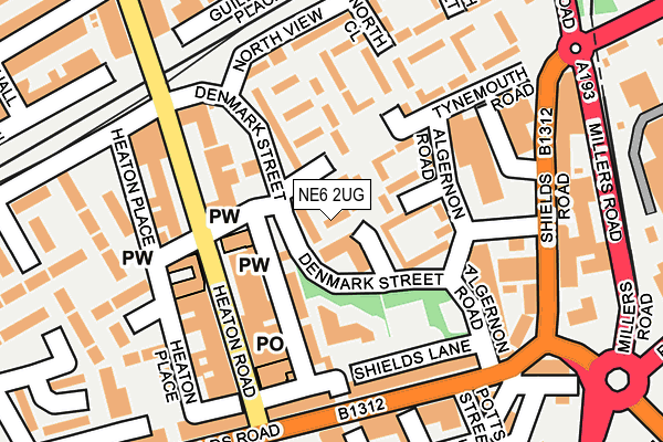 NE6 2UG map - OS OpenMap – Local (Ordnance Survey)