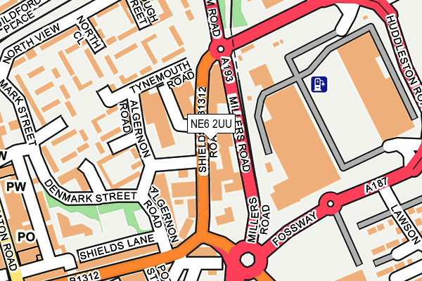 NE6 2UU map - OS OpenMap – Local (Ordnance Survey)