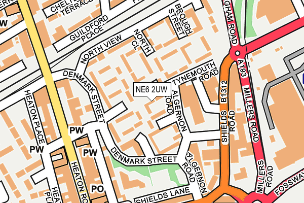 NE6 2UW map - OS OpenMap – Local (Ordnance Survey)