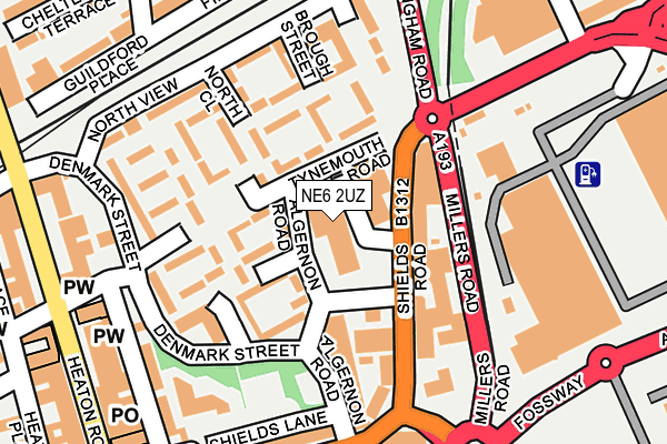 NE6 2UZ map - OS OpenMap – Local (Ordnance Survey)