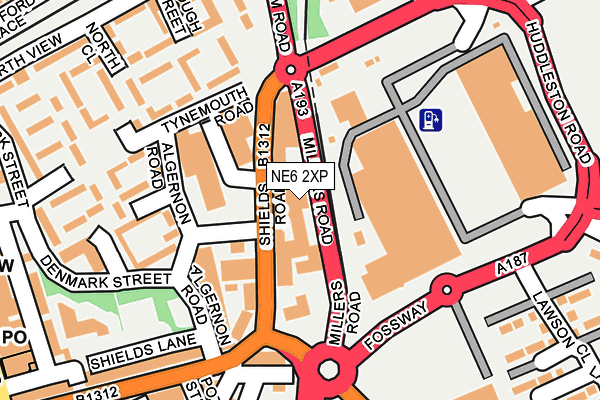 NE6 2XP map - OS OpenMap – Local (Ordnance Survey)