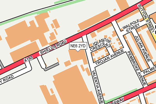NE6 2YD map - OS OpenMap – Local (Ordnance Survey)