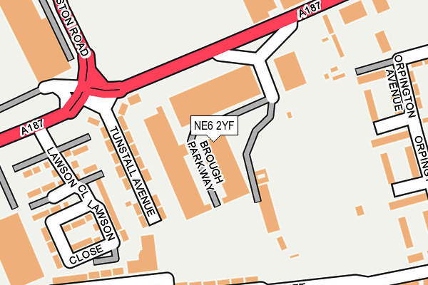 NE6 2YF map - OS OpenMap – Local (Ordnance Survey)