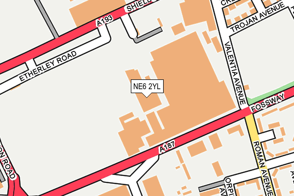 NE6 2YL map - OS OpenMap – Local (Ordnance Survey)