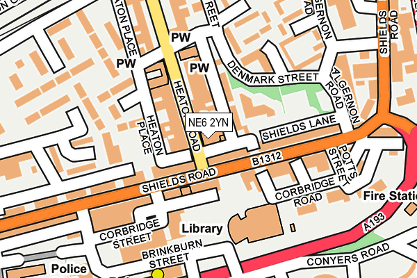 NE6 2YN map - OS OpenMap – Local (Ordnance Survey)