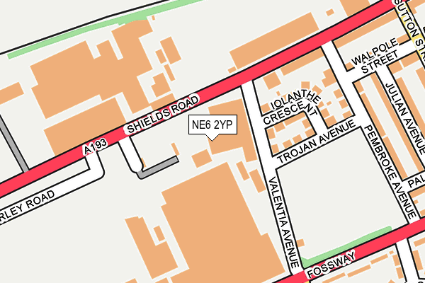 NE6 2YP map - OS OpenMap – Local (Ordnance Survey)