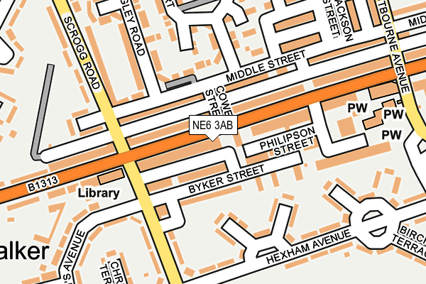 NE6 3AB map - OS OpenMap – Local (Ordnance Survey)