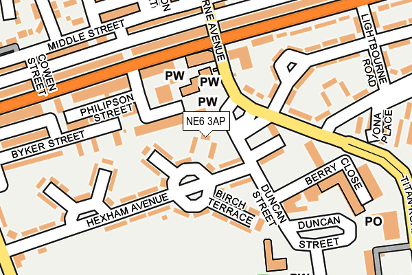 NE6 3AP map - OS OpenMap – Local (Ordnance Survey)