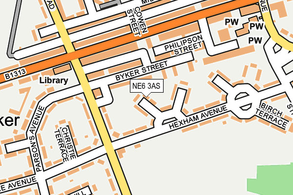 NE6 3AS map - OS OpenMap – Local (Ordnance Survey)