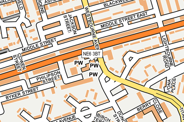 NE6 3BT map - OS OpenMap – Local (Ordnance Survey)