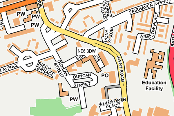 NE6 3DW map - OS OpenMap – Local (Ordnance Survey)