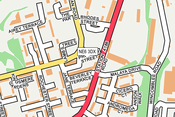 NE6 3DX map - OS OpenMap – Local (Ordnance Survey)