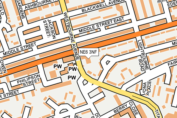 NE6 3NF map - OS OpenMap – Local (Ordnance Survey)