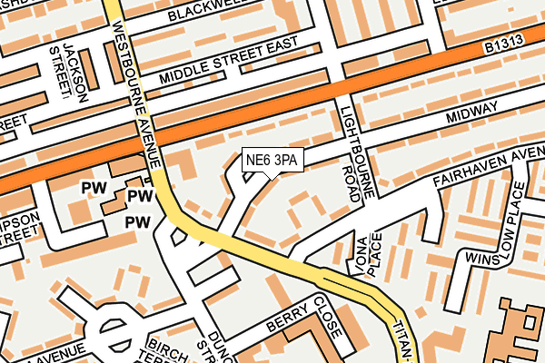 NE6 3PA map - OS OpenMap – Local (Ordnance Survey)